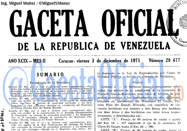 Gaceta Oficial 29677 del 3 Diciembre 1971