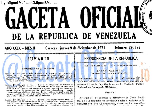 Gaceta Oficial 29682 del 9 Diciembre 1971