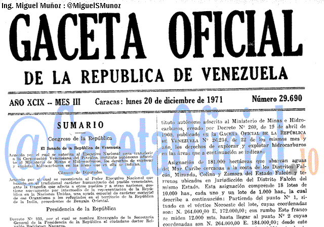Gaceta Oficial 29690 del 20 Diciembre 1971