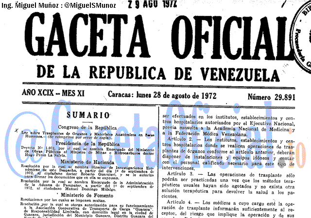 Gaceta Oficial 29891 del 28 Agosto 1972
