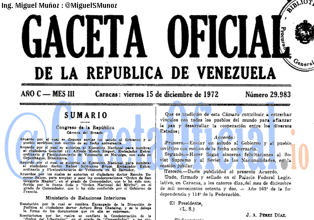Gaceta Oficial 29983 del 15 Diciembre 1972