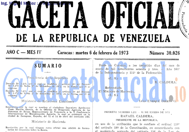 Gaceta Oficial 30026 del 6 Febrero 1973