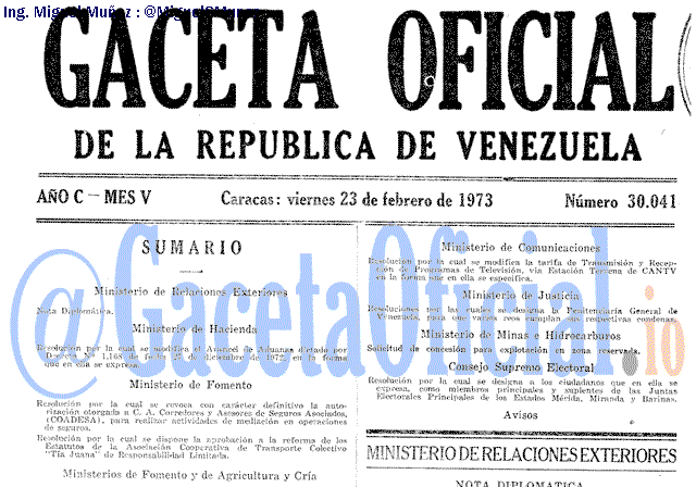 Gaceta Oficial 30041 del 23 Febrero 1973