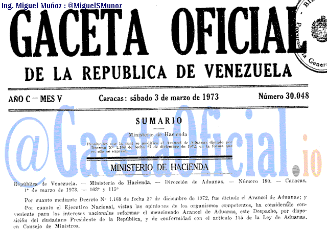 Gaceta Oficial 30048 del 3 Marzo 1973