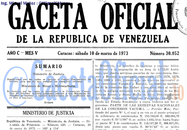 Gaceta Oficial 30052 del 10 Marzo 1973
