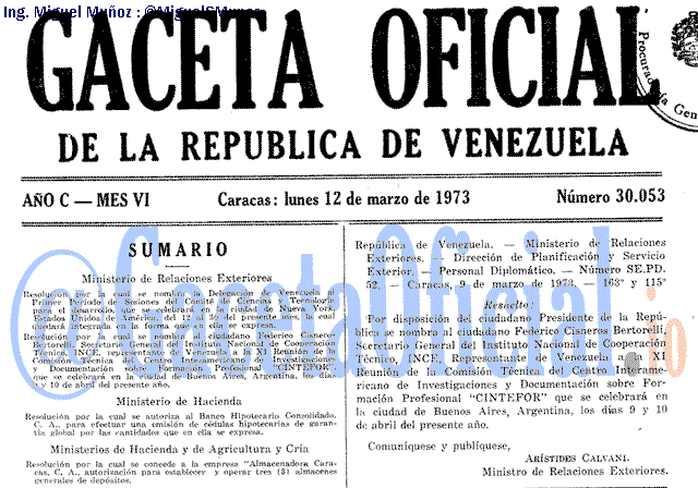 Gaceta Oficial 30053 del 12 Marzo 1973