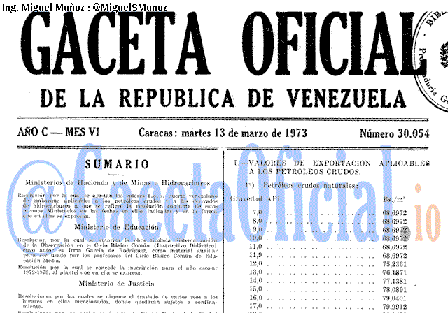 Gaceta Oficial 30054 del 13 Marzo 1973