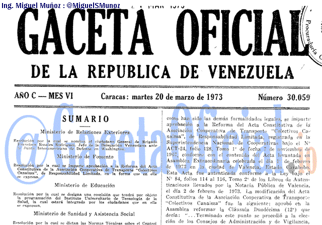 Gaceta Oficial 30059 del 20 Marzo 1973