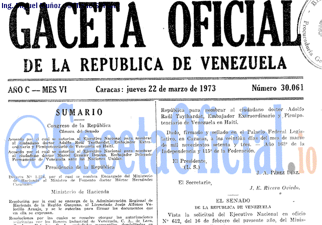 Gaceta Oficial 30061 del 22 Marzo 1973