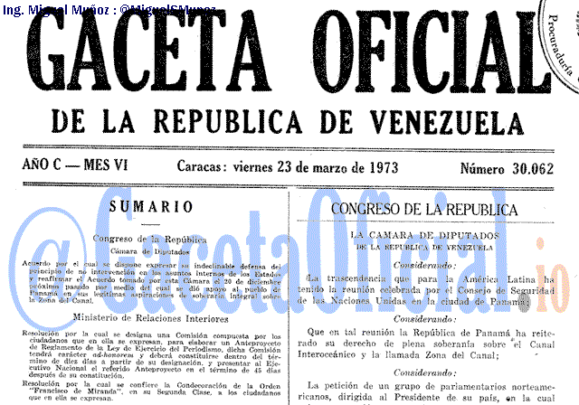 Gaceta Oficial 30062 del 23 Marzo 1973