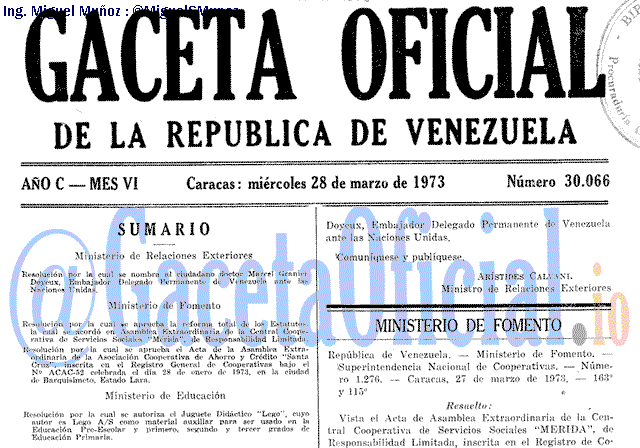 Gaceta Oficial 30066 del 28 Marzo 1973
