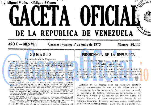 Gaceta Oficial 30117 del 1 Junio 1973