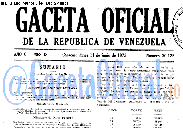 Gaceta Oficial 30125 del 11 Junio 1973