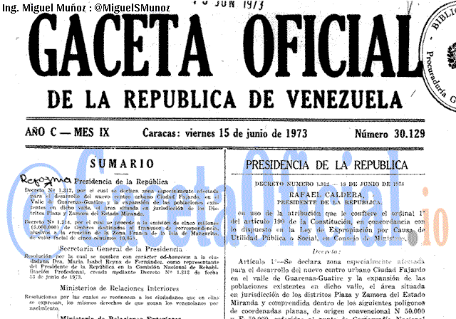 Gaceta Oficial 30129 del 15 Junio 1973