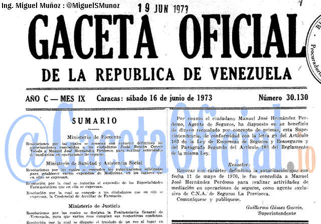 Gaceta Oficial 30130 del 16 Junio 1973