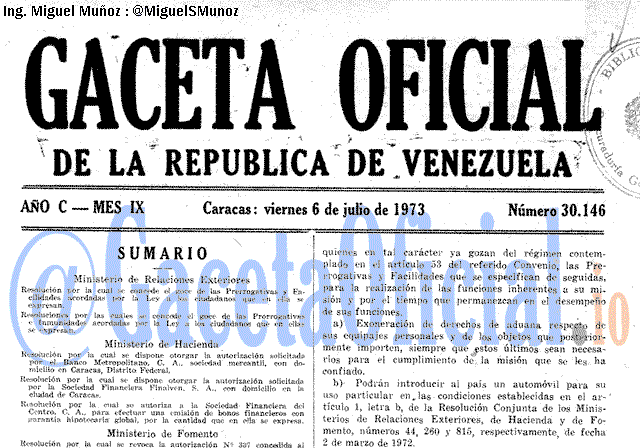 Gaceta Oficial 30146 del 6 Julio 1973