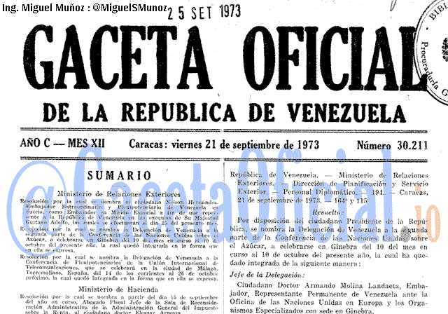 Gaceta Oficial 30211 del 21 Septiembre 1973