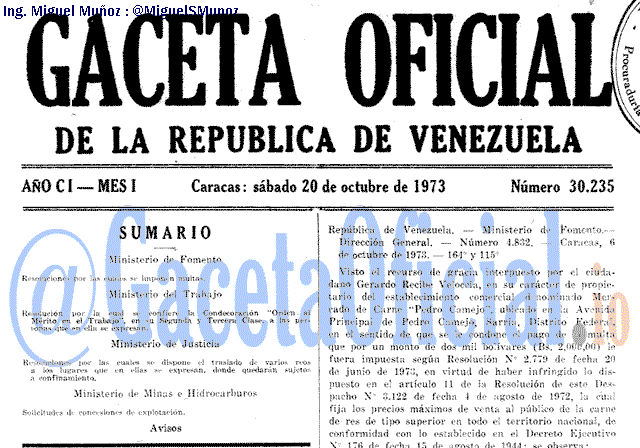 Gaceta Oficial 30235 del 20 Octubre 1973