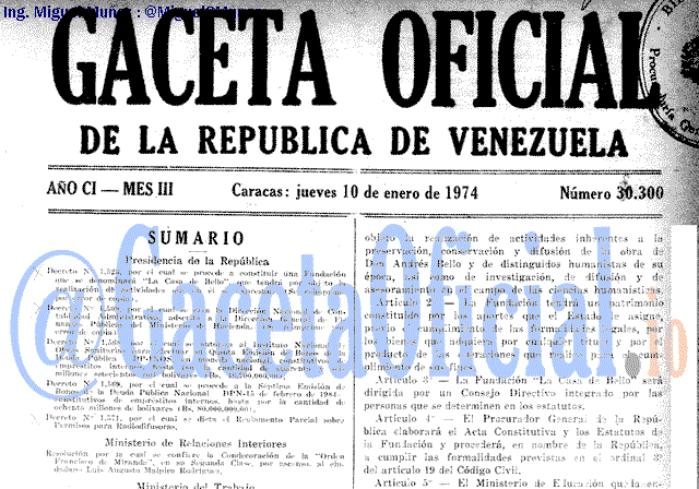 Gaceta Oficial 30300 del 10 Enero 1974