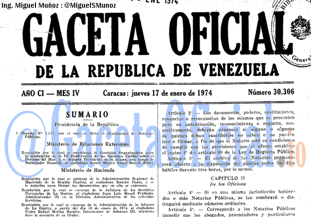 Gaceta Oficial 30306 del 17 Enero 1974