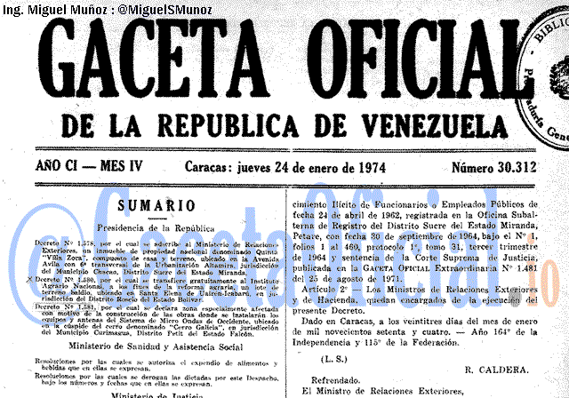 Gaceta Oficial 30312 del 24 Enero 1974
