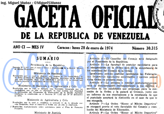 Gaceta Oficial 30315 del 28 Enero 1974