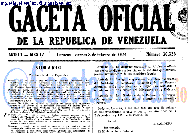 Gaceta Oficial 30325 del 8 Febrero 1974