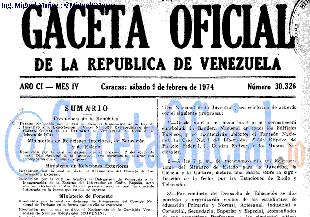 Gaceta Oficial 30326 del 9 Febrero 1974