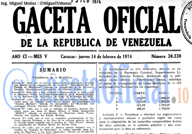 Gaceta Oficial 30330 del 14 Febrero 1974