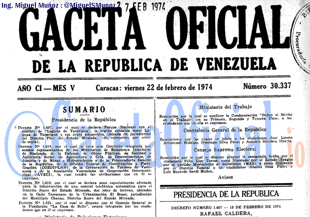 Gaceta Oficial 30337 del 22 Febrero 1974