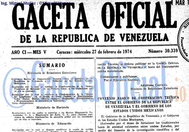 Gaceta Oficial 30339 del 27 Febrero 1974