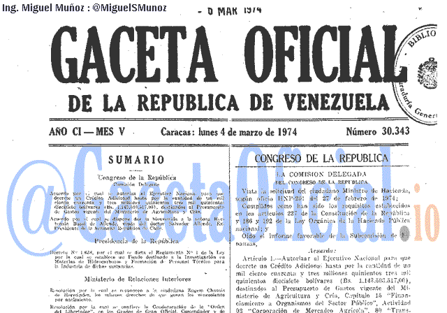 Gaceta Oficial 30343 del 4 Marzo 1974