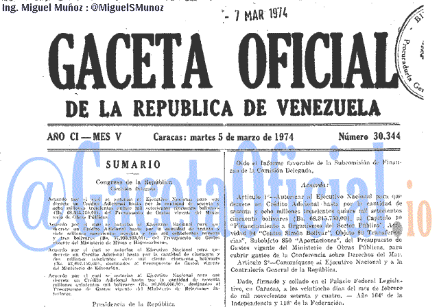 Gaceta Oficial 30344 del 5 Marzo 1974