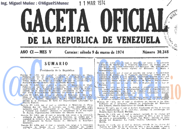 Gaceta Oficial 30348 del 9 Marzo 1974