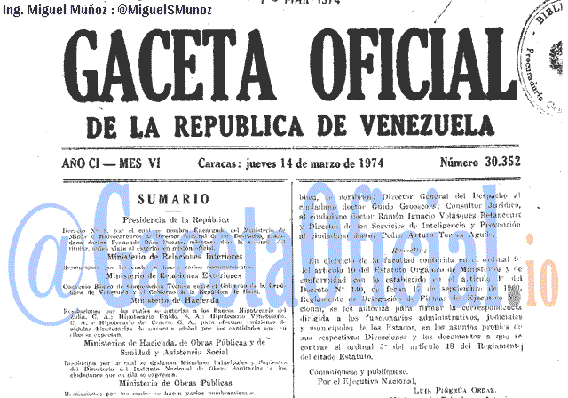 Gaceta Oficial 30352 del 14 Marzo 1974