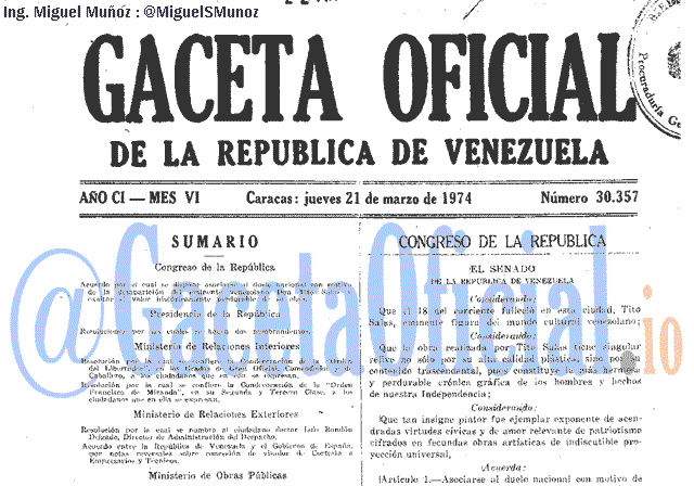 Gaceta Oficial 30357 del 21 Marzo 1974
