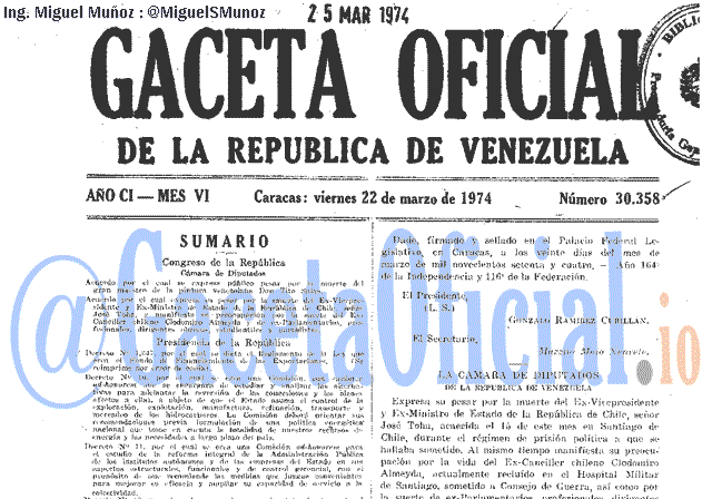 Gaceta Oficial 30358 del 22 Marzo 1974