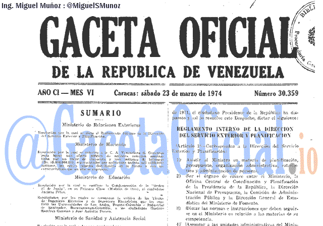 Gaceta Oficial 30359 del 23 Marzo 1974
