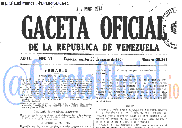 Gaceta Oficial 30361 del 26 Marzo 1974