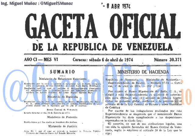Gaceta Oficial 30371 del 6 Abril 1974