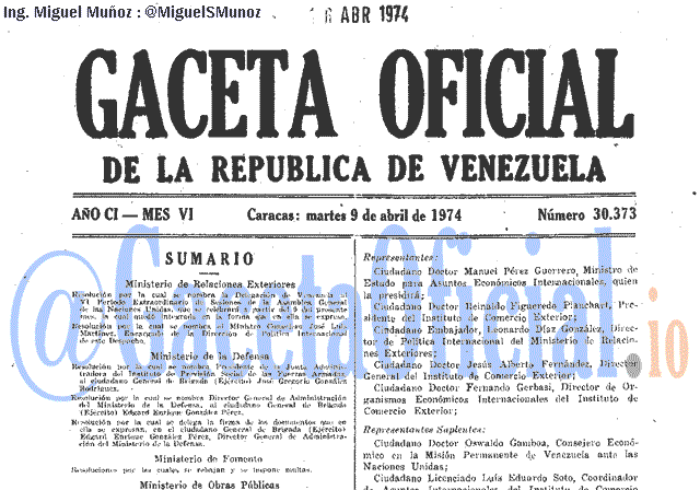 Gaceta Oficial 30373 del 9 Abril 1974