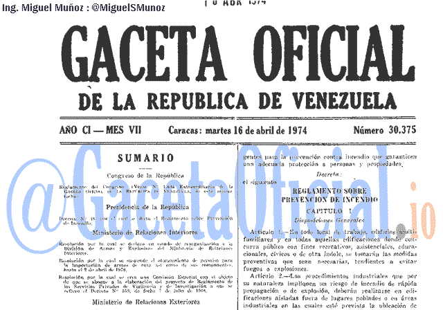 Gaceta Oficial 30375 del 16 Abril 1974