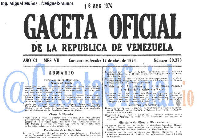 Gaceta Oficial 30376 del 17 Abril 1974