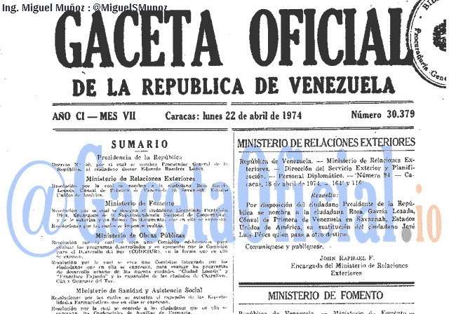 Gaceta Oficial 30379 del 22 Abril 1974