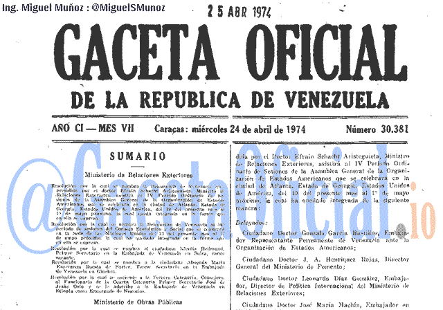 Gaceta Oficial 30381 del 24 Abril 1974