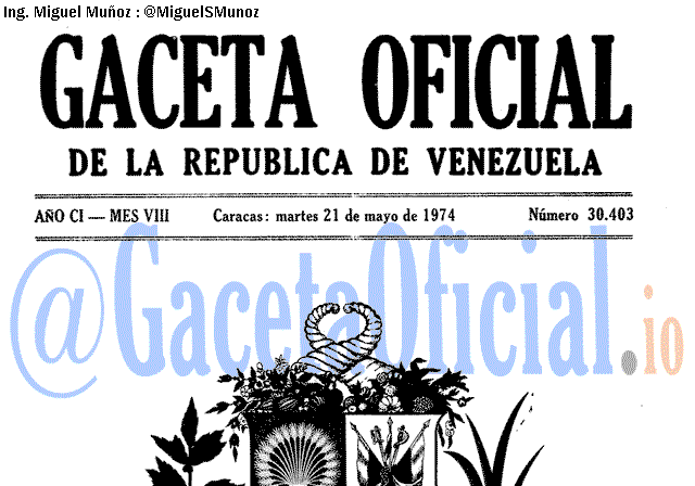 Gaceta Oficial 30403 del 21 Mayo 1974
