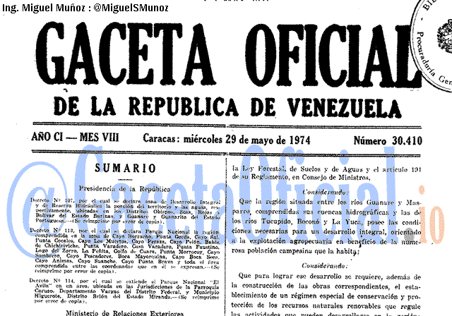 Gaceta Oficial 30410 del 29 Mayo 1974