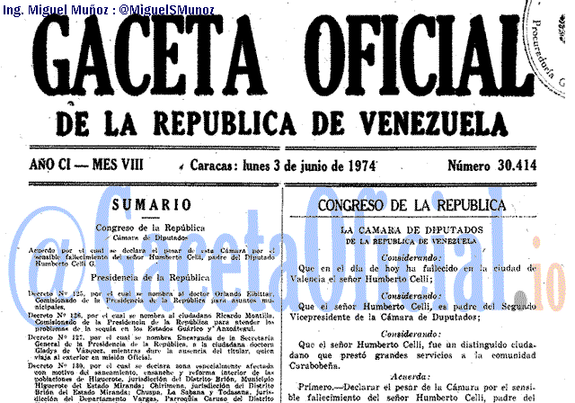 Gaceta Oficial 30414 del 3 Junio 1974