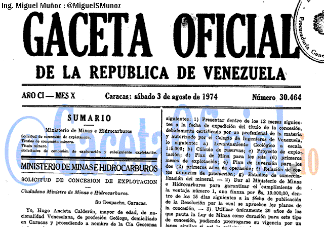 Gaceta Oficial 30464 del 3 Agosto 1974