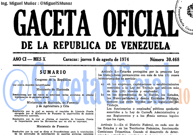 Gaceta Oficial 30468 del 8 Agosto 1974